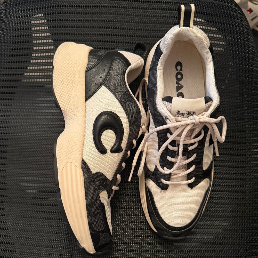 Coach Women's Strider Sneaker Graphite Charcoal 8.5 Signature Canvas No Box